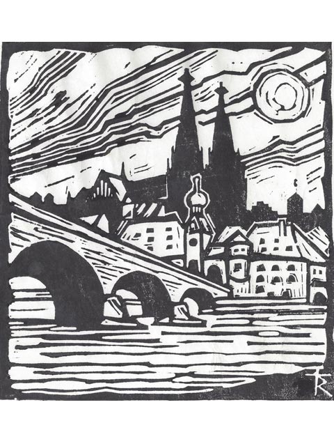 Richard Triebe Kunstdruck Regensburg „Steinerne Brücke“